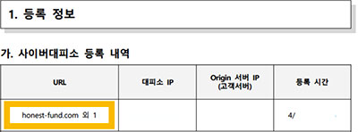 DDos 사이버 대피소 등록 현황